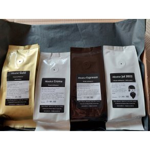 Julegaveske - 4 Friskristede kaffer i gaveske