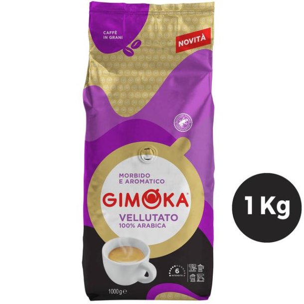 Gimoka Vellutato 100% arabica 1 kg bnner - OBS: Bedst fr 15.09.2024