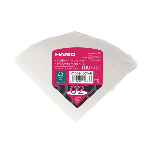 Hario V60 Papir Filter 02 - VCF-02-100W-H -100 stk - Hvid