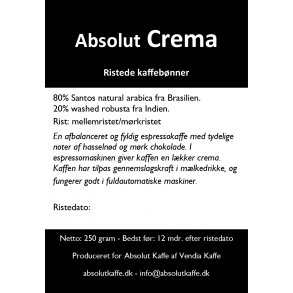 Absolut Crema 250g friskristede bnner - d. 3. november