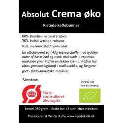 Absolut Crema KO 250 gram friskristede bnner - Ristes mandag ved ordre senest lrdag