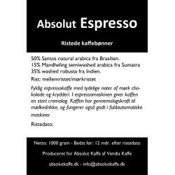 Absolut Espresso 1 kg friskristede bnner - Ristet 20. oktober
