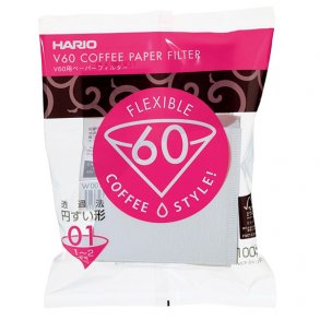 Hario V60 Papir Filter 01 - VCF-01-100W - 100 stk - Hvid